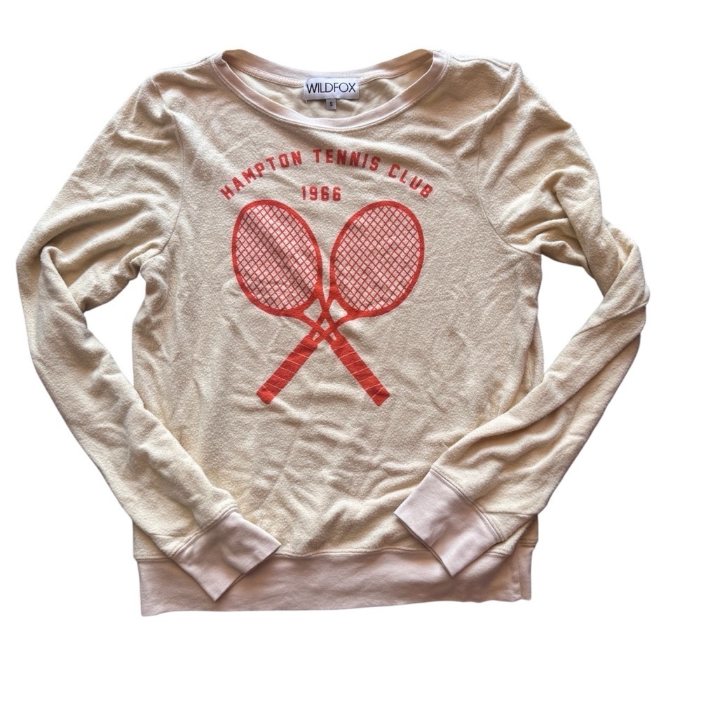 Wildfox Cream and Orange Hampton Tennis Club Sweatshirt, Size Small, Casual